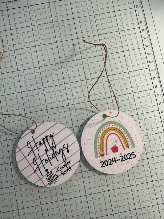 Custom School Ornaments (front and back)